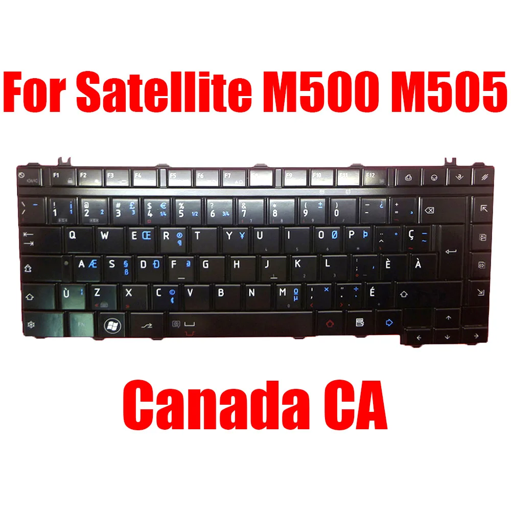 لوحة مفاتيح الكمبيوتر المحمول توشيبا للستالايت M500 M505 9Z.N1W82.027 NSK-TE027 0KN0-VJ2CM03 كندا CA أسود مع إضاءة خلفية