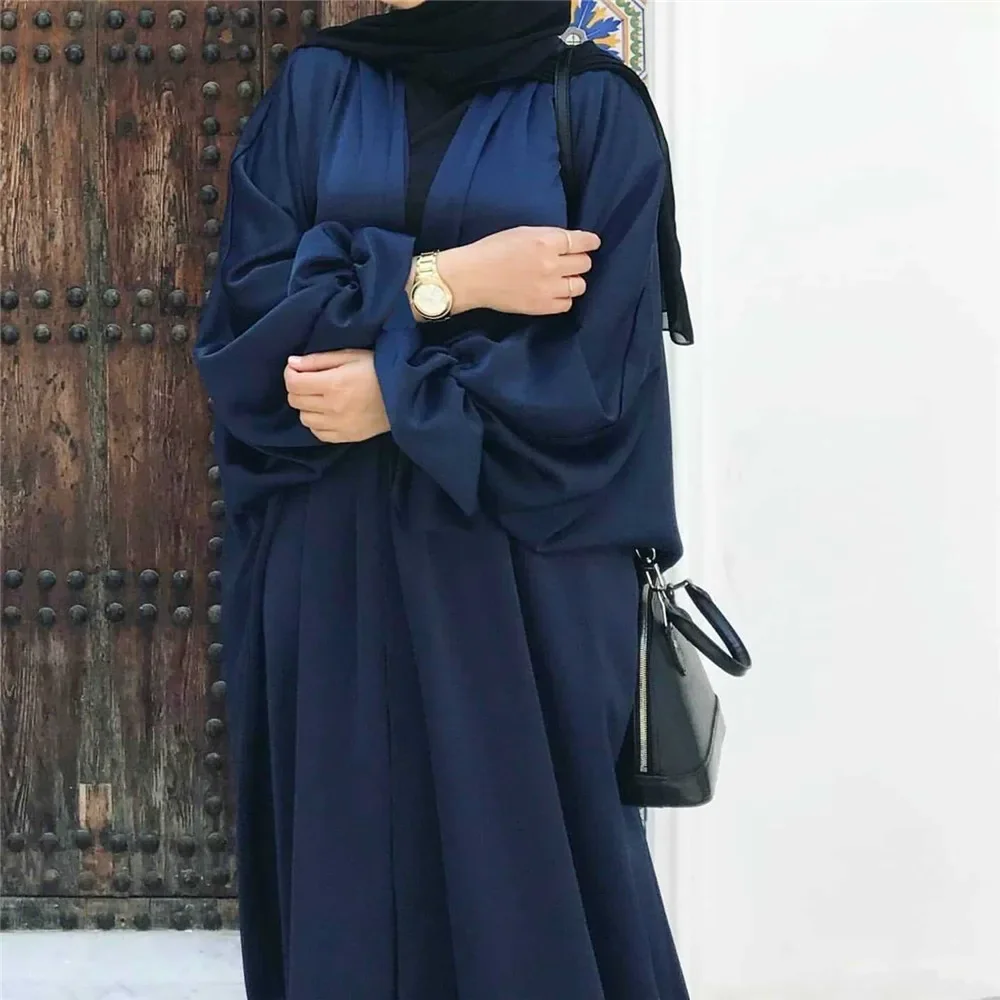 Abayas en Satin pour Femme Musulmane, Cardigan Ouvert, Robe Maxi, Turquie, Vêtements aniques Islamiques, Kaftan, Dubaï