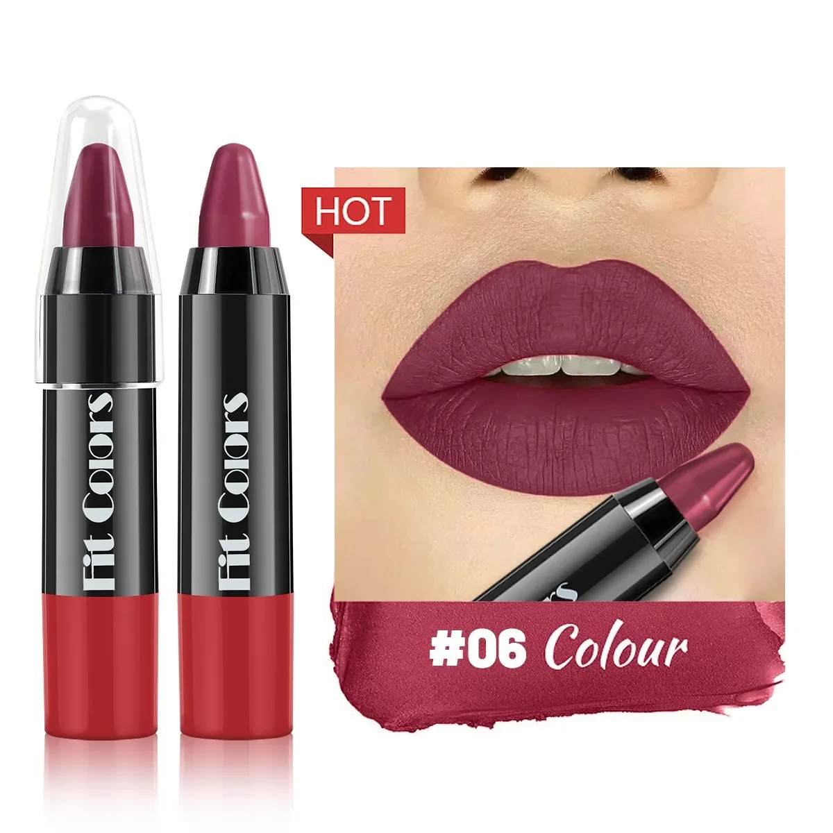 Nude Batom Castanho Crayon, alta pigmentada creme, Velvet Matte