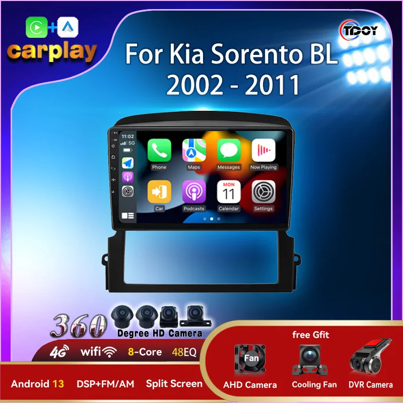 

Android 13 Радио Carplay для Kia Sorento BL 2002-2011 Автомобильный радиоприемник Мультимедийный плеер 2,5 HD Экран DSP Стерео Мультимедийное видео