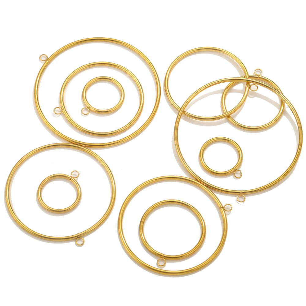 10pcs Stainless Steel Large Circle Ring Earrings Connector Charms For Jewelry Making DIY Circle Pendants Jewelry Findings Parts
