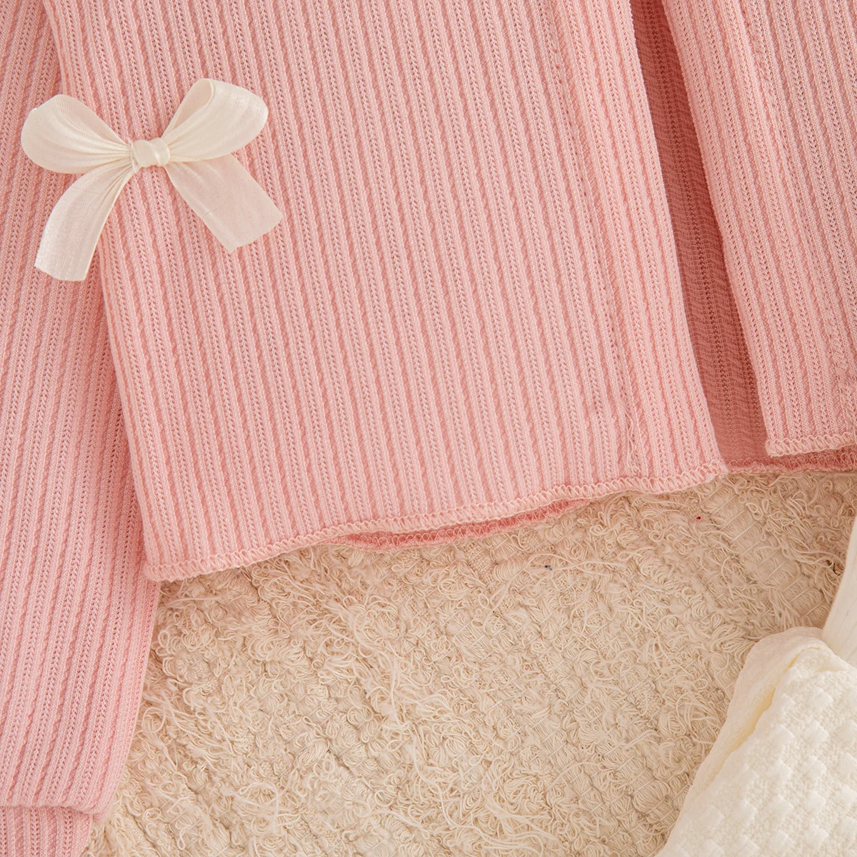Baby-Mädchen-Kleidungsset: Rote Strickjacke mit Schleife und ärmellosem mehrlagigem Kleid, 2-teiliges Prinzessinnen-Outfit für Mädchen für die Weihnachtsfeier – Detail 8