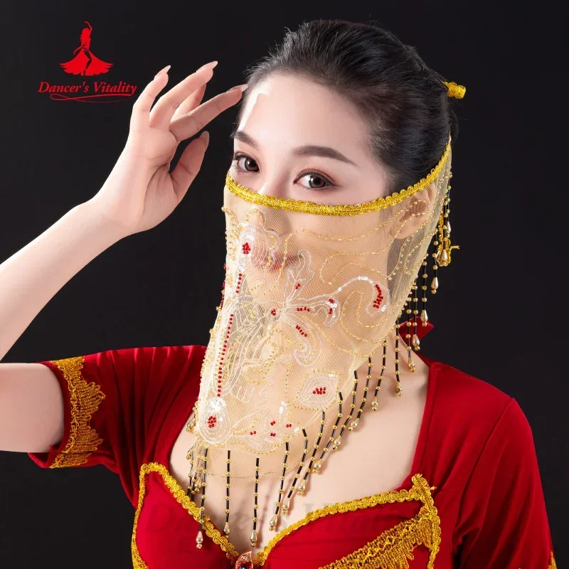 Belly Dance Accessory Mask for Women Advanced Sequin Tassel Gauze Veil Adult Oriental Belly Dancing Performance Accessories