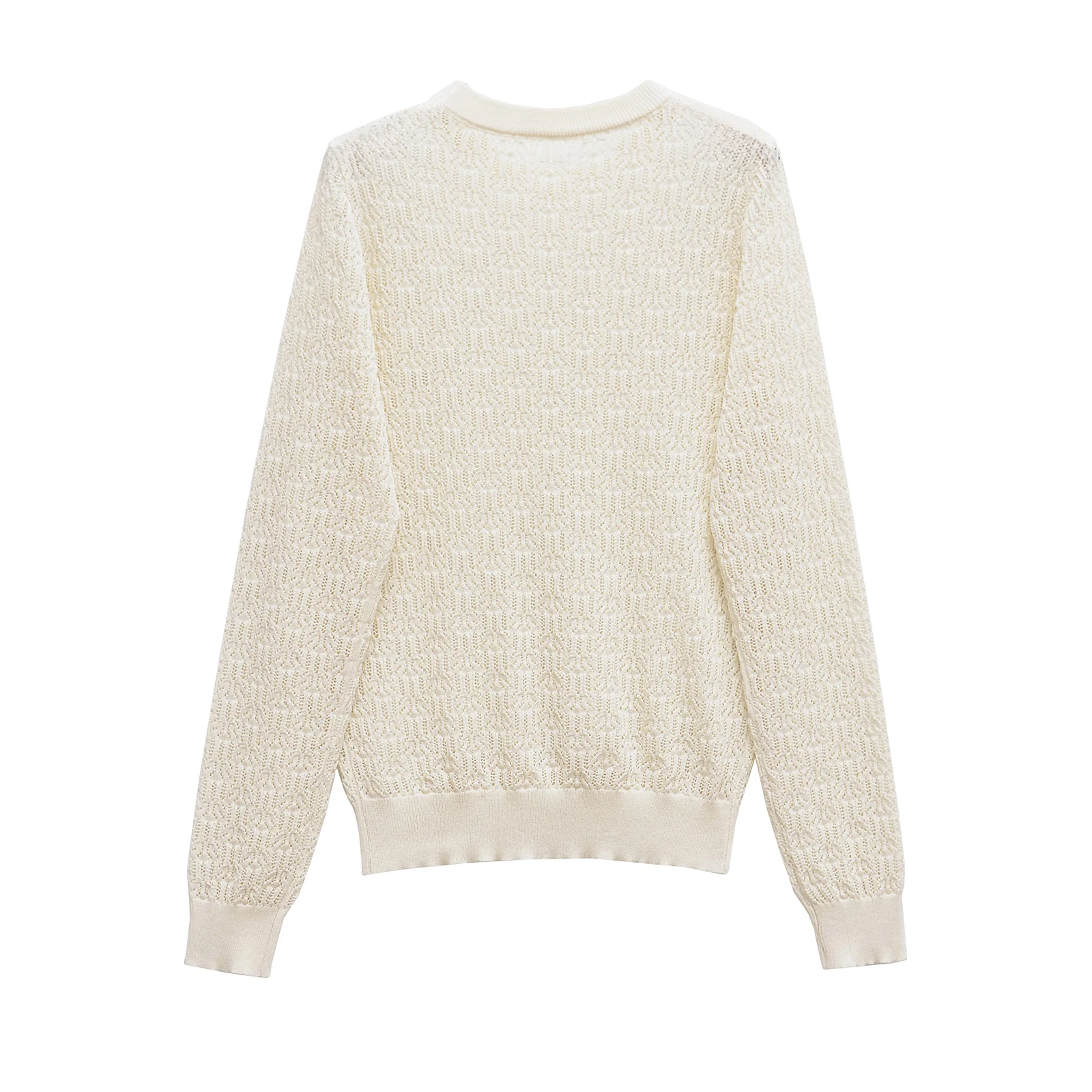 Camisola feminina primavera fina malha oco pulôver em torno do pescoço com nervuras topo sólido malhas feminino y2k roupas 3471010