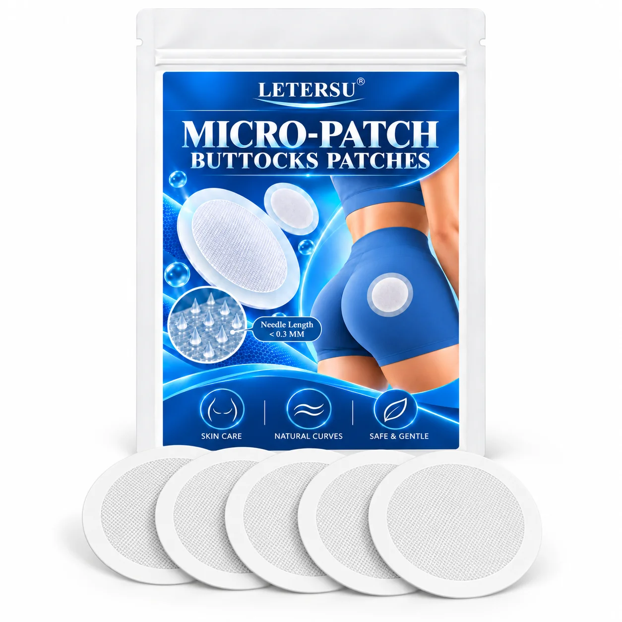 5PCS Round Microneedle Buttocks Patches, Micro Point Design, Flexible Fit Body Care Stickers for Women Daily Beauty Routine