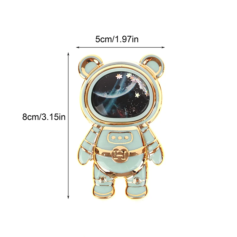 1Pc Cute 3D Cartoon Space Bear Glitter Liquid Quicksand Mobile Phone Grip Stand Holder Astronaut Brackets Phone Kickstand