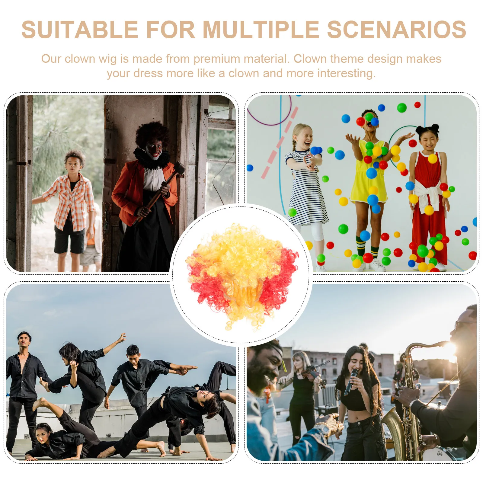 Explosion Hair Clown High Quality Pet Material for Halloween Carnival Costume Party Stage Performance Funny Decorative