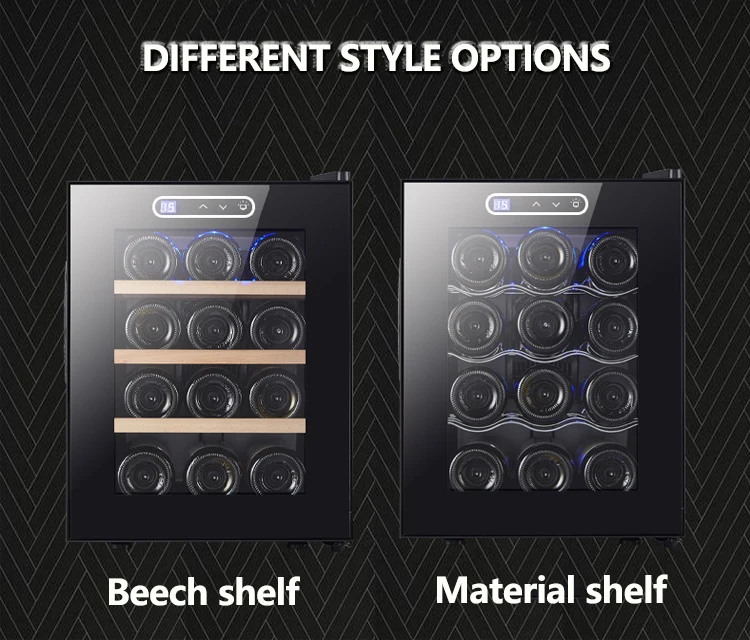 Lemari Pendingin Anggur Mini dengan Rak Kayu Beech, Pendingin Anggur dengan Sistem Pendingin Udara