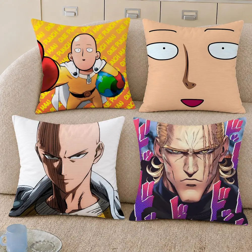 Anime One Punch Man Saitama Hero Cushion Cover Decorative Pillowcase Soft Short Plush Cozy Durable Sofa Home Decor Items Gift