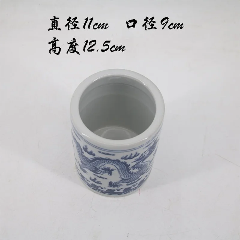 Imagem -02 - Jingdezhen-azul e Branco Porcelana Caneta Titular Dragão Duplo Jogando Contas Grande Caneta Titular Lavagem Cilindro