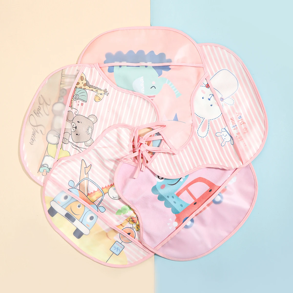 Random 3pcs Waterproof Baby Bibs Cartoon Cotton Bibs Burp Cloth Newborn Feeding Bandana Saliva Towel Children Boys Girls