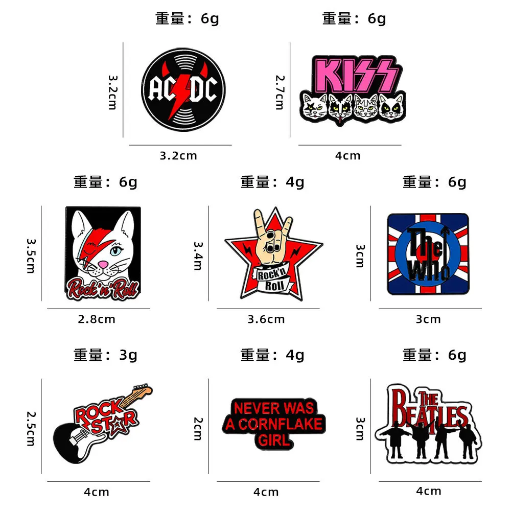 KISS Rock Bands Pop Music Logo Badges ROCK STAR Enamel Metal Lapel Pin Backpack Hoodie Decoration Singer Group fans Gift view 2