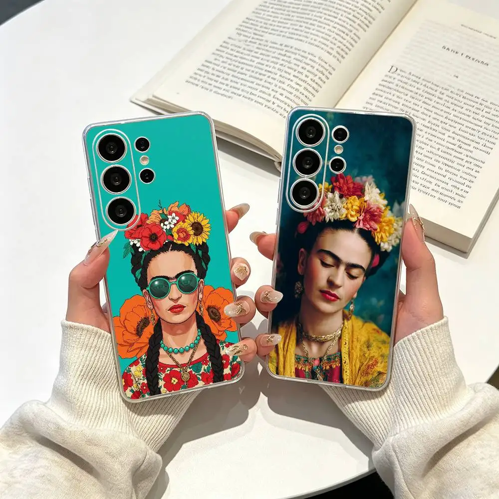 Fashion F-FridaS K-Kahlo Phone Case For Samsung S25,S24,S21,S22,S23,S30,Ultra,S20,Plus,Fe,Lite Transparent Cover