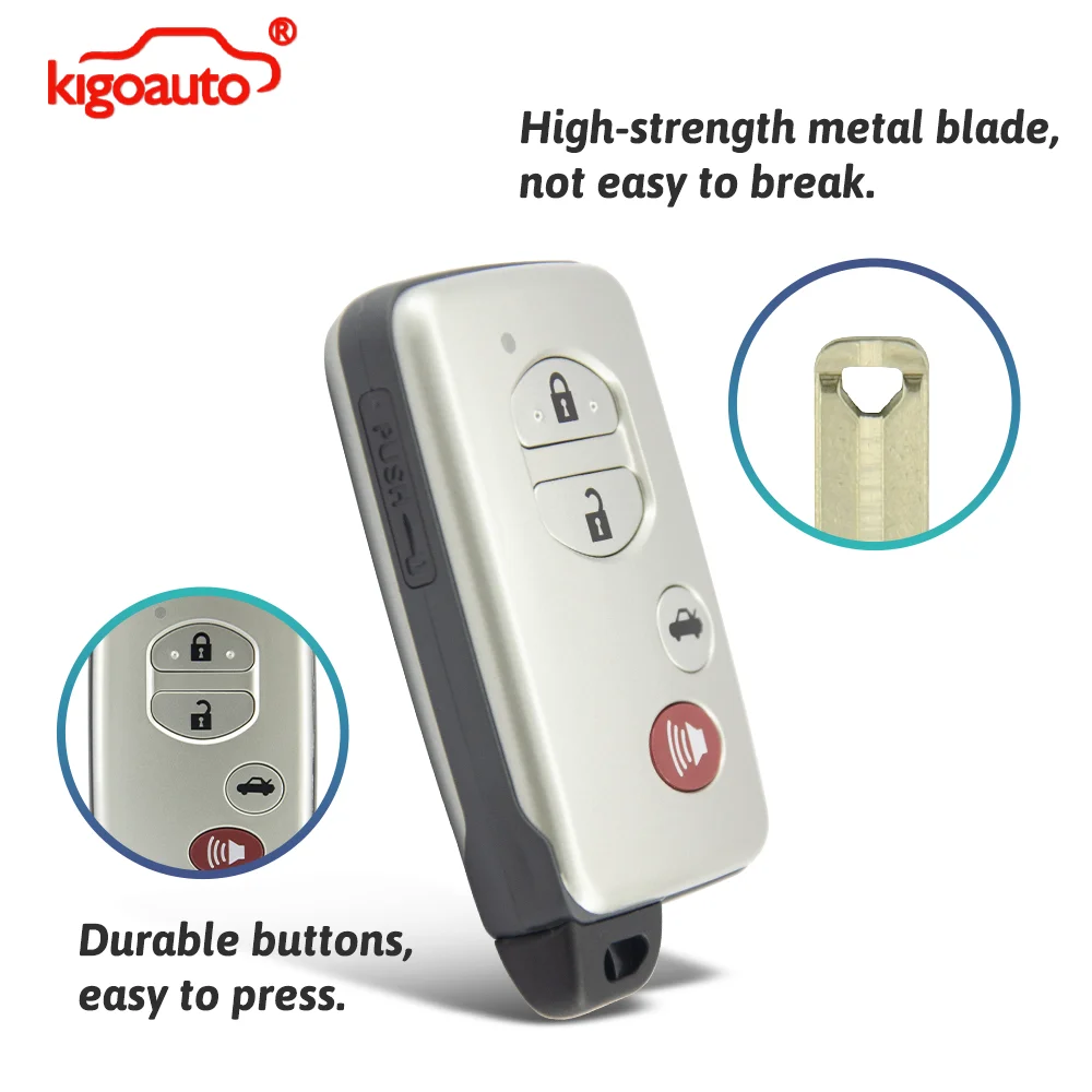 Kigoauto For Toyota Smart Key Case Shell 2/3/4 Button HYQ14AAB HYQ14ACX for Camry Venza Prado Land Cruiser 4Runner