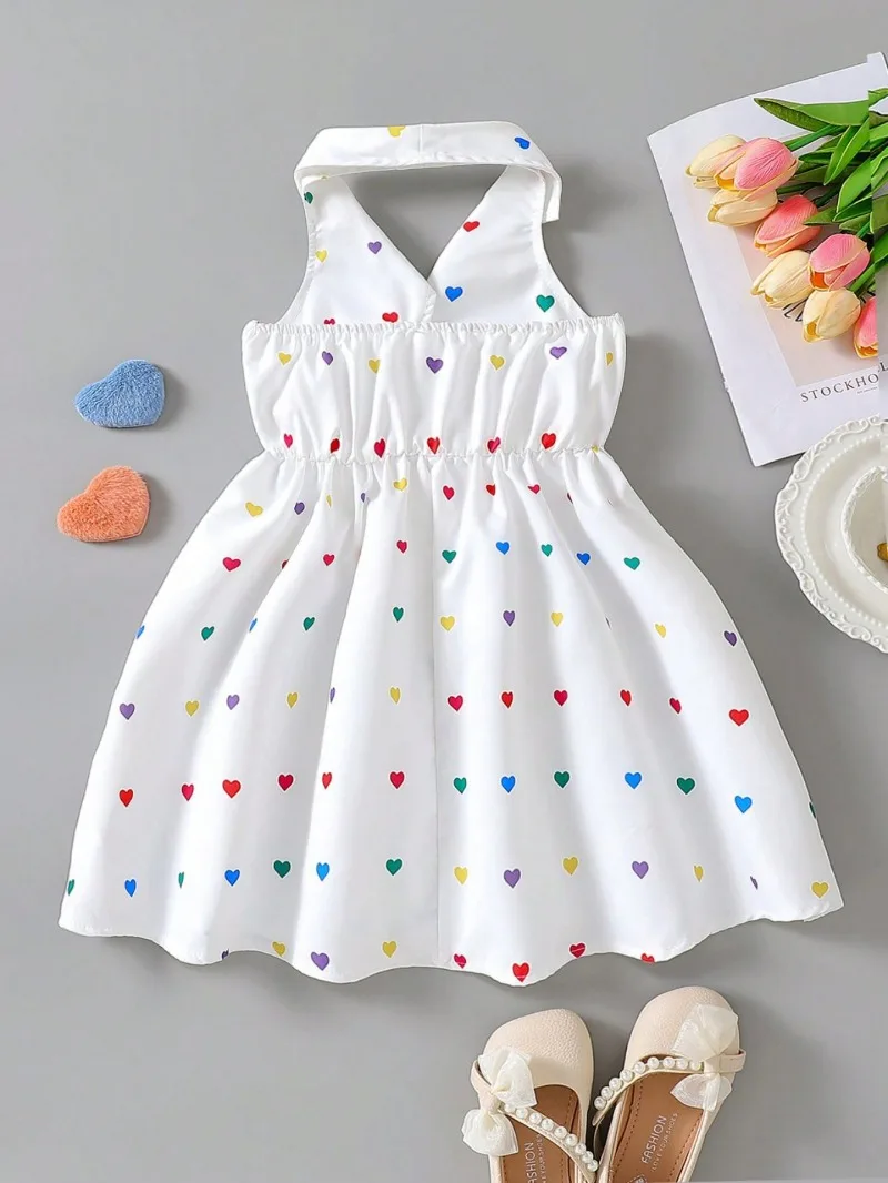 2026 Hot Sale Girls' Woven Halter Neck Backless Princess Dress