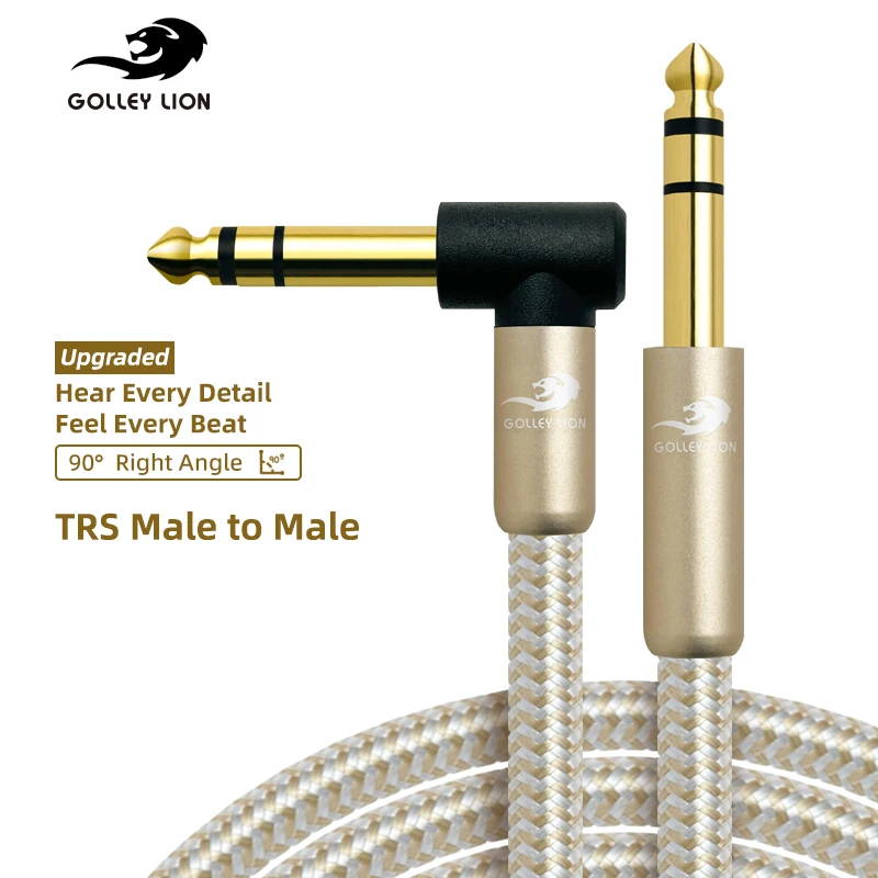 

GOLLEY LION 1/4 Quarter Inch TRS Instrument Cable,Right-Angled to Straight 6.35mm Guitar Bass AMP Cord,6.3mm Male Stereo Audio L