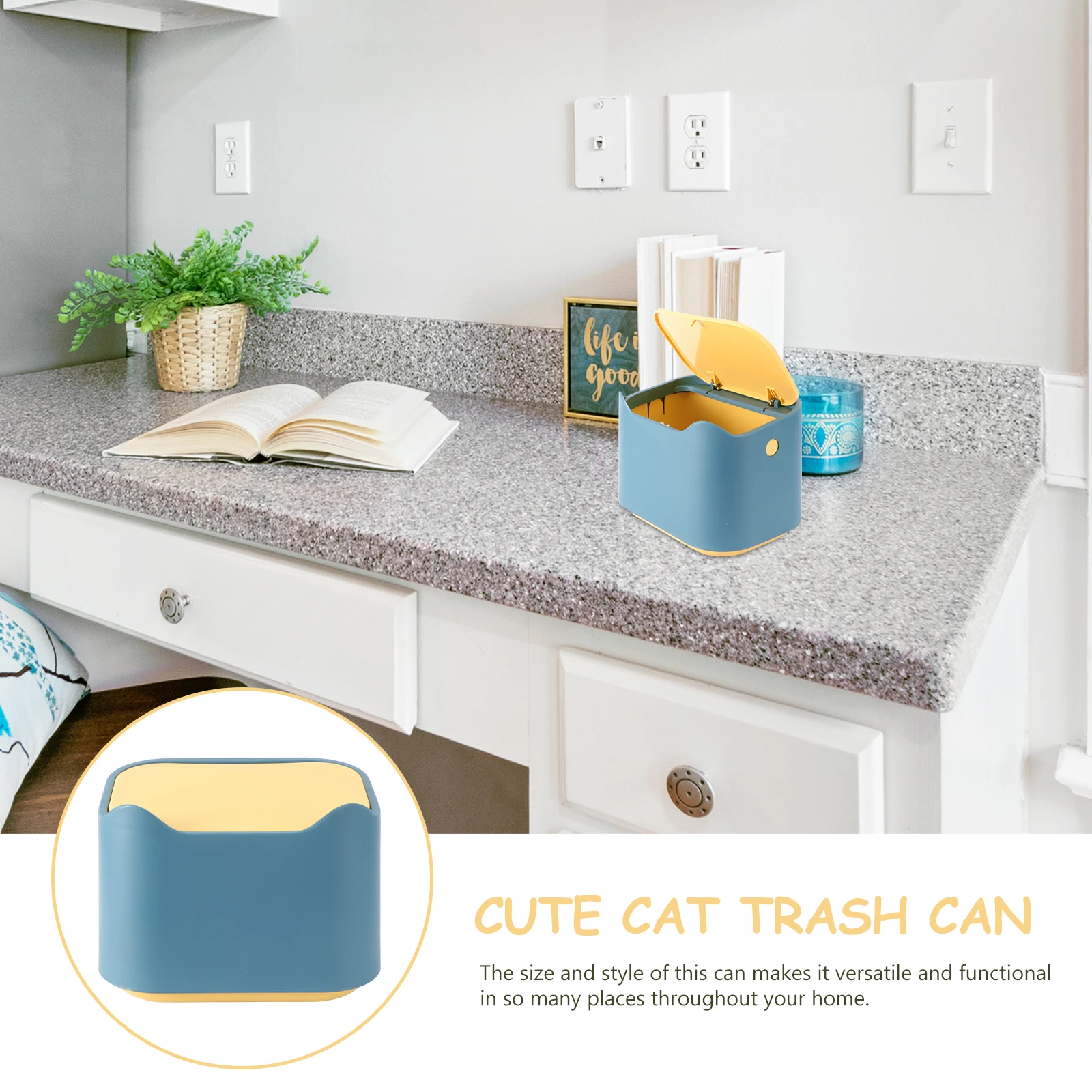 

Press Top Trash Can Mini Garbage Box For Kitchen Bathroom Desk Cabinet Under Sink Small Spaces Plastic Waste Container Pop Up