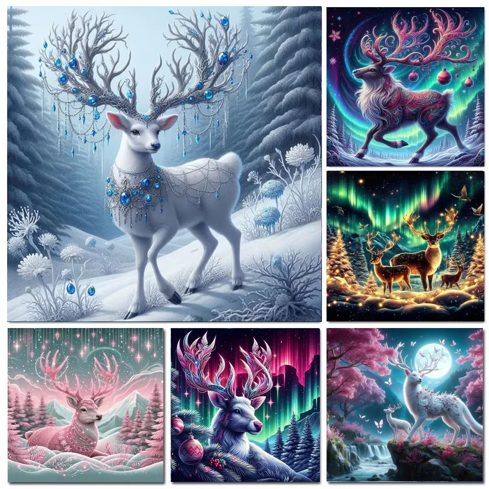 Santa Claus and Sledding Snow Deer Diamond Painting New 2025 5d Diy Diamond Mosaic Full Round Square Christmas Gift Wall Art