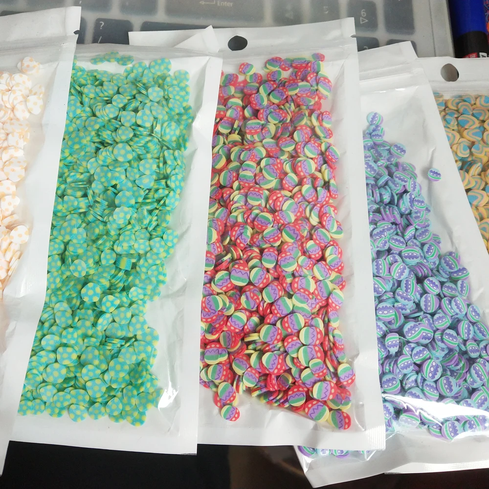Ovos de Páscoa Polymer Clay para o dia de Páscoa, Artesanato DIY, plástico lama partículas, Slime Filler, Filler Acessórios, 50g por lote