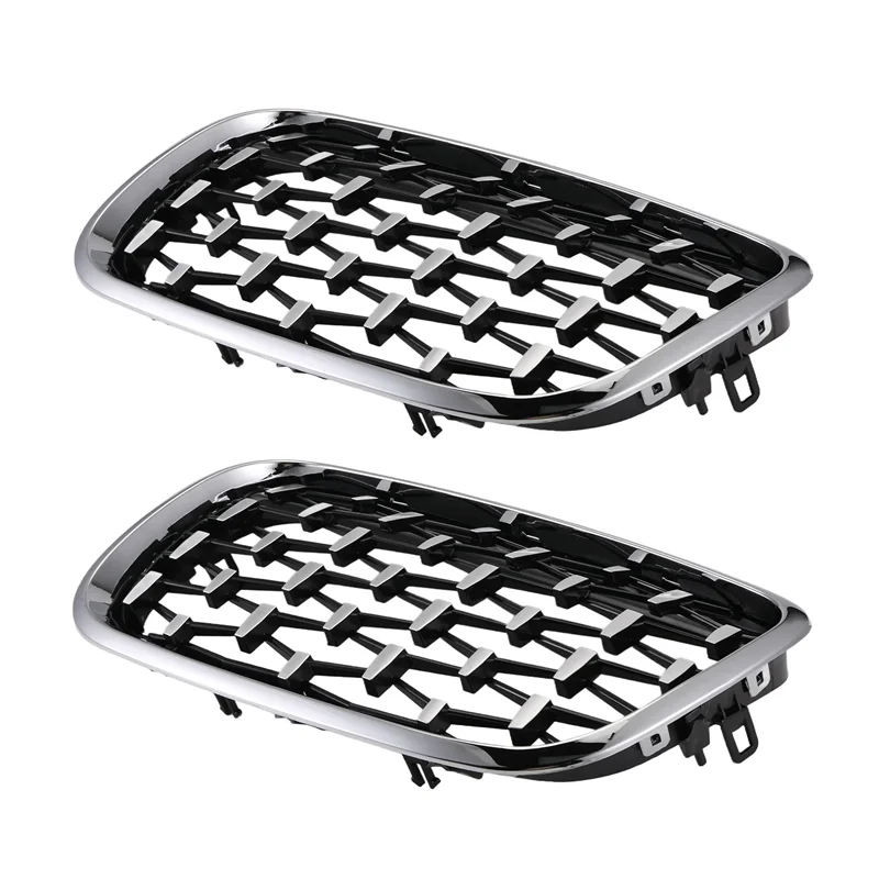 

P-Premium-Car Silver Front Middle Grille Grill Replacement For BMW X5 E70 / X6 E71 2008-2013