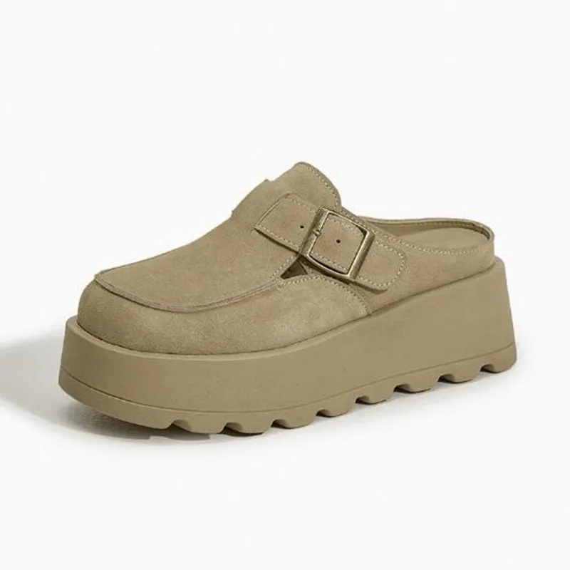 

New Luxury Women High Platform Slippers 7CM Wedges Shoes Woman Outside Leather Casual Chunky Sneakers Summer Breathable Slippers