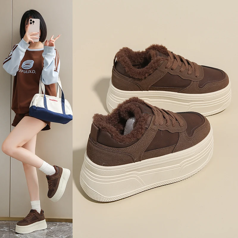 

Platform thick-soled cotton shoes, warm and versatile low-top snow boots that add height and are casual, 2820