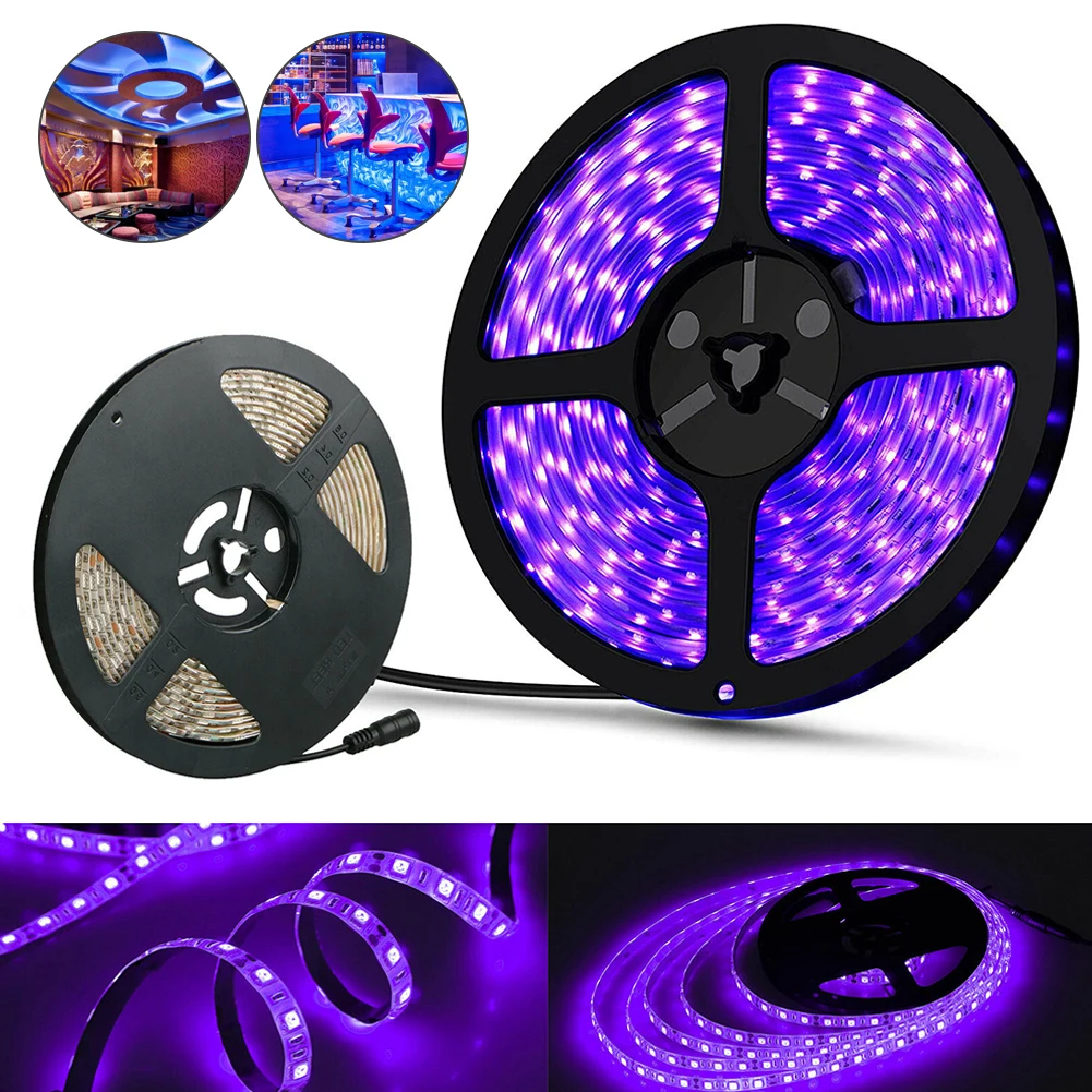 

UV Ultraviolet 3528 SMD LED Strip Light 5M Waterproof Ribbon Flexible Tape Lamp For Party Bedroom TV Computer Decoration