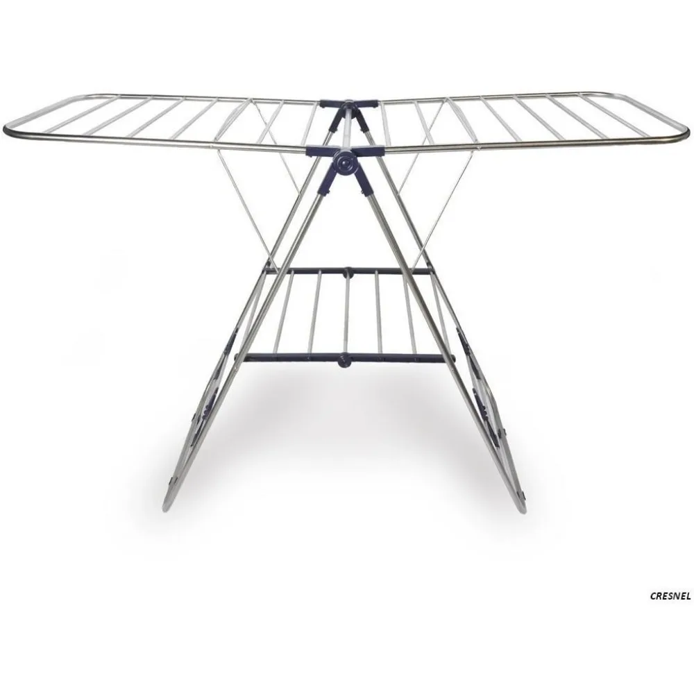 Adjustable Foldable Stainless Steel Drying Rack for Indoor Outdoor Use - Rust-Proof Easy Storage