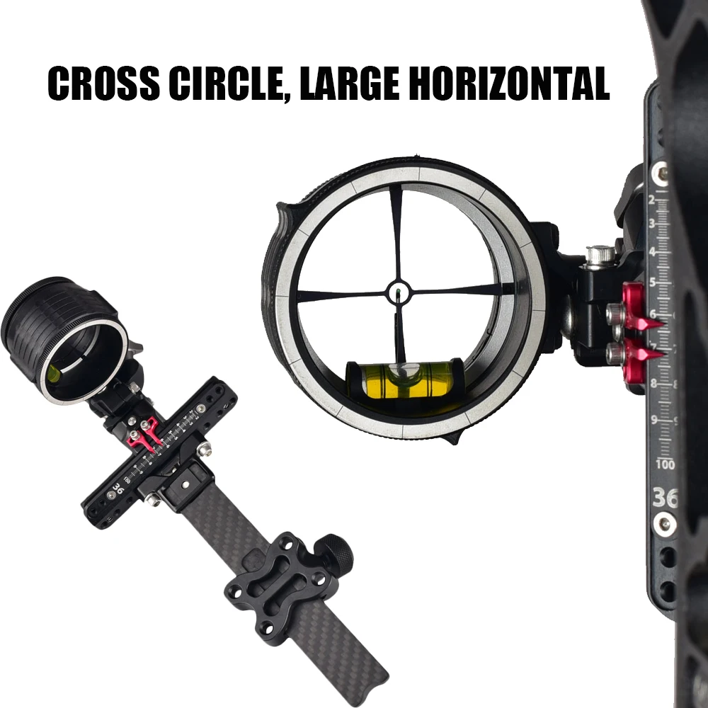 New carbon fiber compound bow single pin sight Adjustable hunting shooting accessories fine-tuning quick-adjusting crosshairs