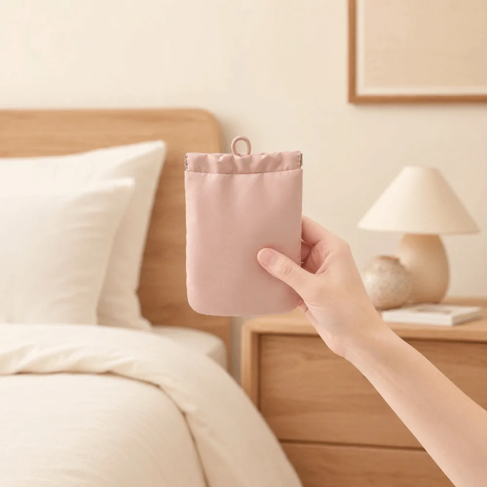 Simple Portable Eyewear Storage Bag Self-closing Waterproof Earphone Bag Solid Color Soft Automatic Closing Makeup Pouch Office