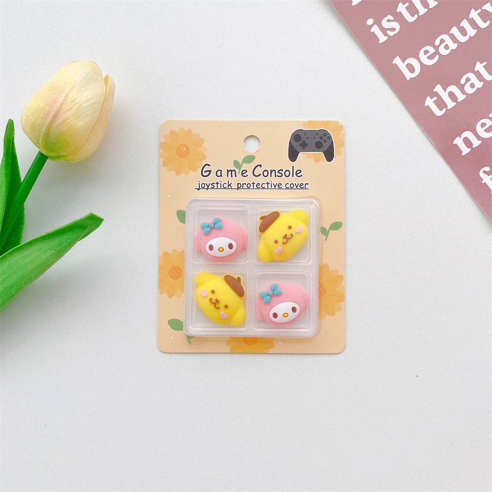4Pcs Thumb Stick Grip Cap Joycon Cover For Sony Playstation 5 4 PS5 PS4 PS3 XBOX Switch Pro Controller Cinnamoroll Kuromi Kitty