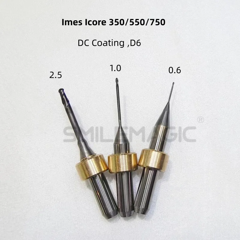 Imes-Icore 350/550/750 Machines Precision Tool Milling Burs Cutter Zirconia DC Diamond Coating 2.5/1.0/0.6