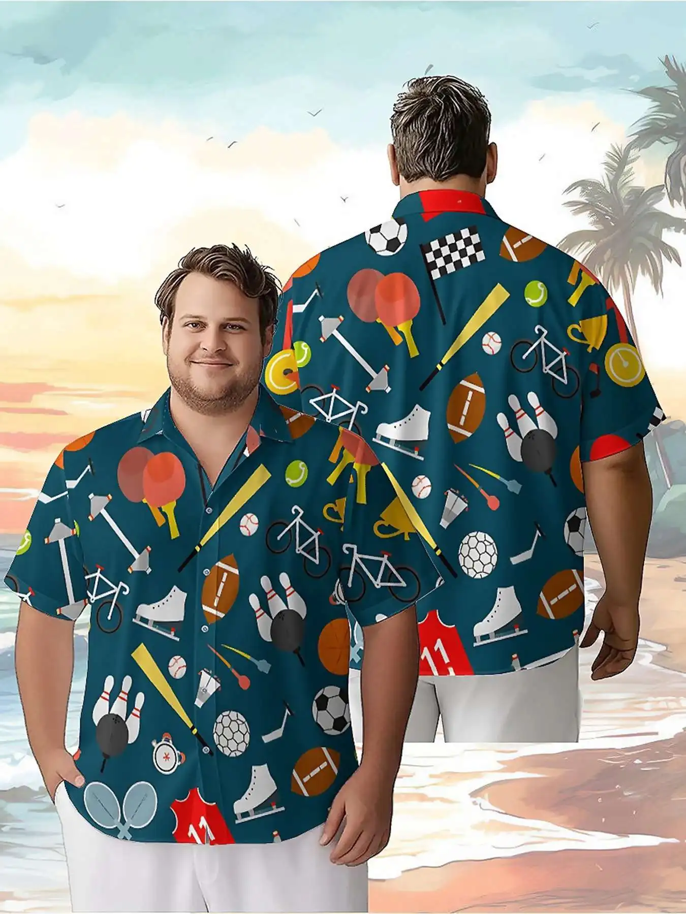 

Men's Plus Size Hawaiian Shirts Sports Scenes pattern,New in Summer Fashion Tops,Hip Hop Rock Streetwear