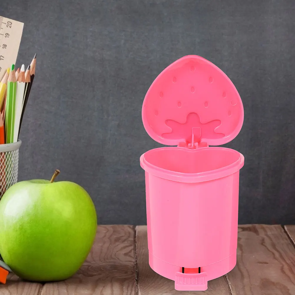 

2 Pcs Mini Strawberry Desktop Trash Can Kitchen Bedroom Bathroom Small Garbage Bin Office Desktop Trash Bin Wastebasket