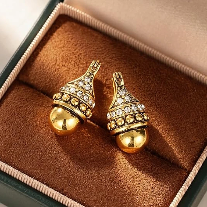 Huitan Novel Vintage Drop Earrings for Women Antique Distressed Luxury Party Bohemian Ethinc Lady Wearable Accessories Jewelry
