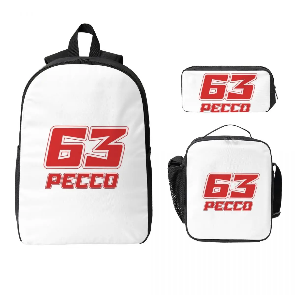 

Pecco Bagnaia 63 Backpack Student Boys Girls BookBag School Bag Laptop Shoulder Bags 3ps Insulated Lunch Bag Pencil Case