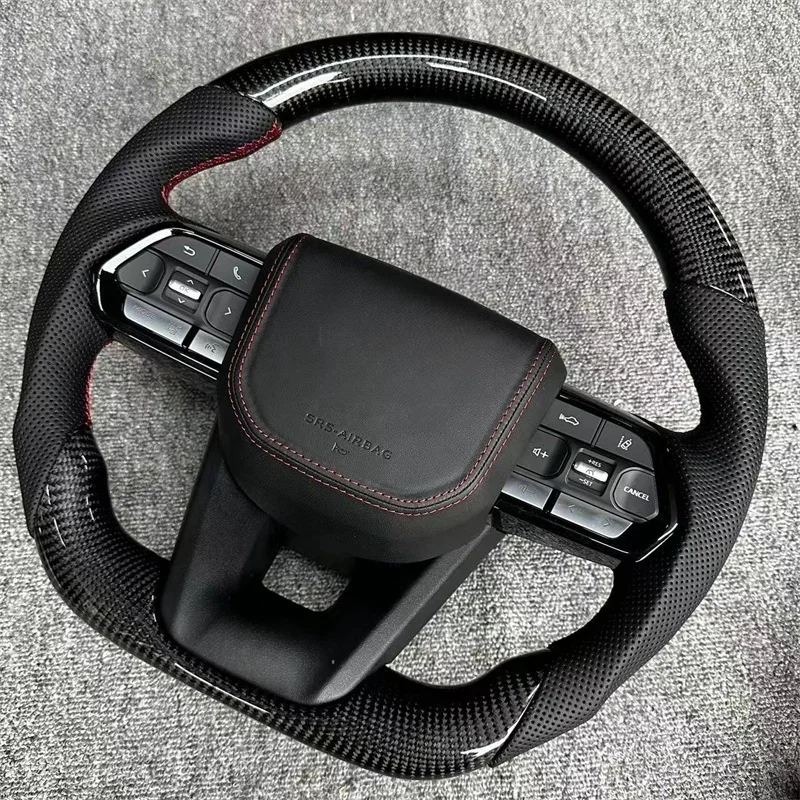 Customization Black Carbon Fiber Leather Car Steering Wheel For Toyotas  Land Cruiser 300 GR Sport 2022-2024 Car Accessories