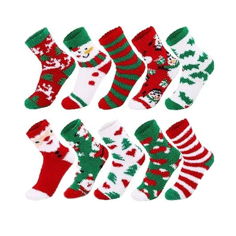 New Christmas Coral Fleece Warm and Thick Winter Socks Snowman Sleeping Floor Socks Calcetines Mujer Chaussettes Femmes Winter