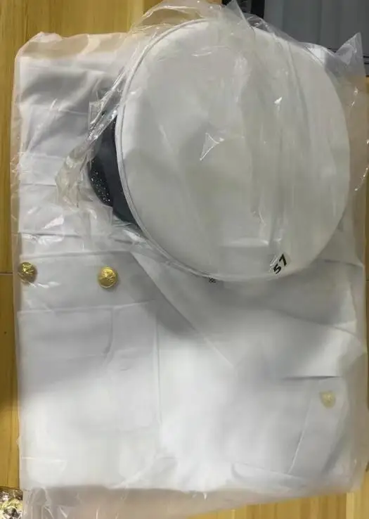 Chinese Seaman Suit Men White Informal Dress Include Hat Jakcet Pants Spring