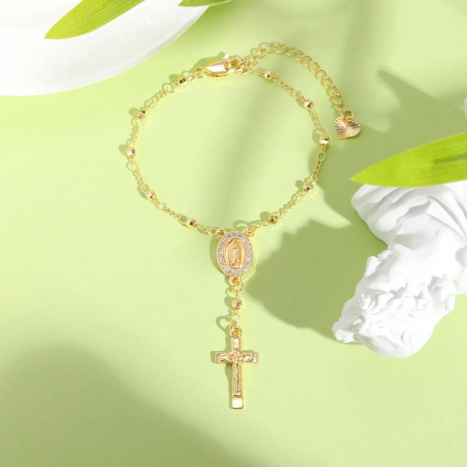  Y-förmige religiöse Jungfrau Maria Perlenkette für Frauen, Heiliger Rosenkranz Kreuz Jesus Anhänger Halskette, Christentum Gebetsschmuck – Detail 9
