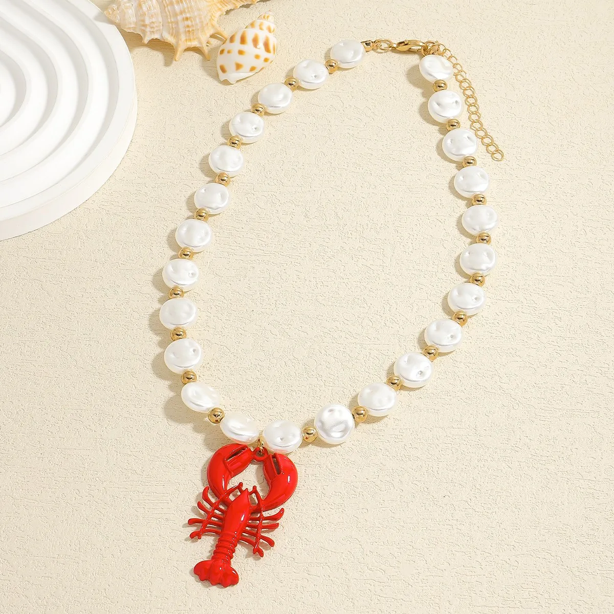

Summer Cross-Border Pearl Beaded Nelace Irregular ape Luxury Sensation Lobster Clasp Choker Faion Jewelry Accory