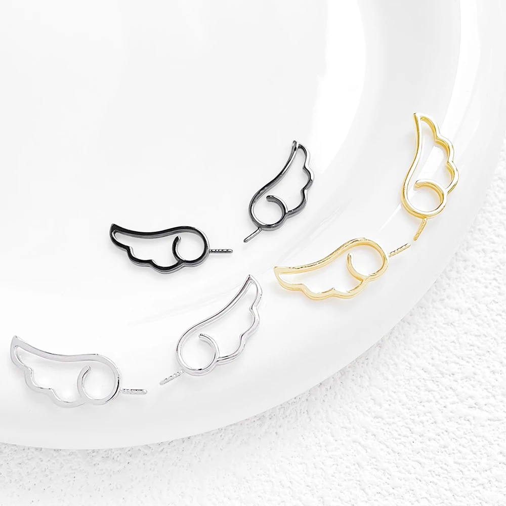 2 Pairs Brass Plated with Genuine Gold Cute Angel Wings Pin DIY Makes Fashionable Jewelry Baroque Doll Accessories and Materials