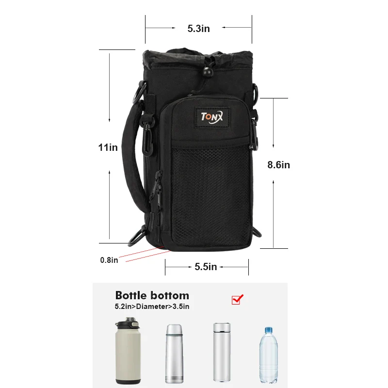 Borsa per bottiglia d'acqua isolata multifunzionale con tracolla a tracolla portatile ideale per escursioni in bicicletta, campeggio, pesca