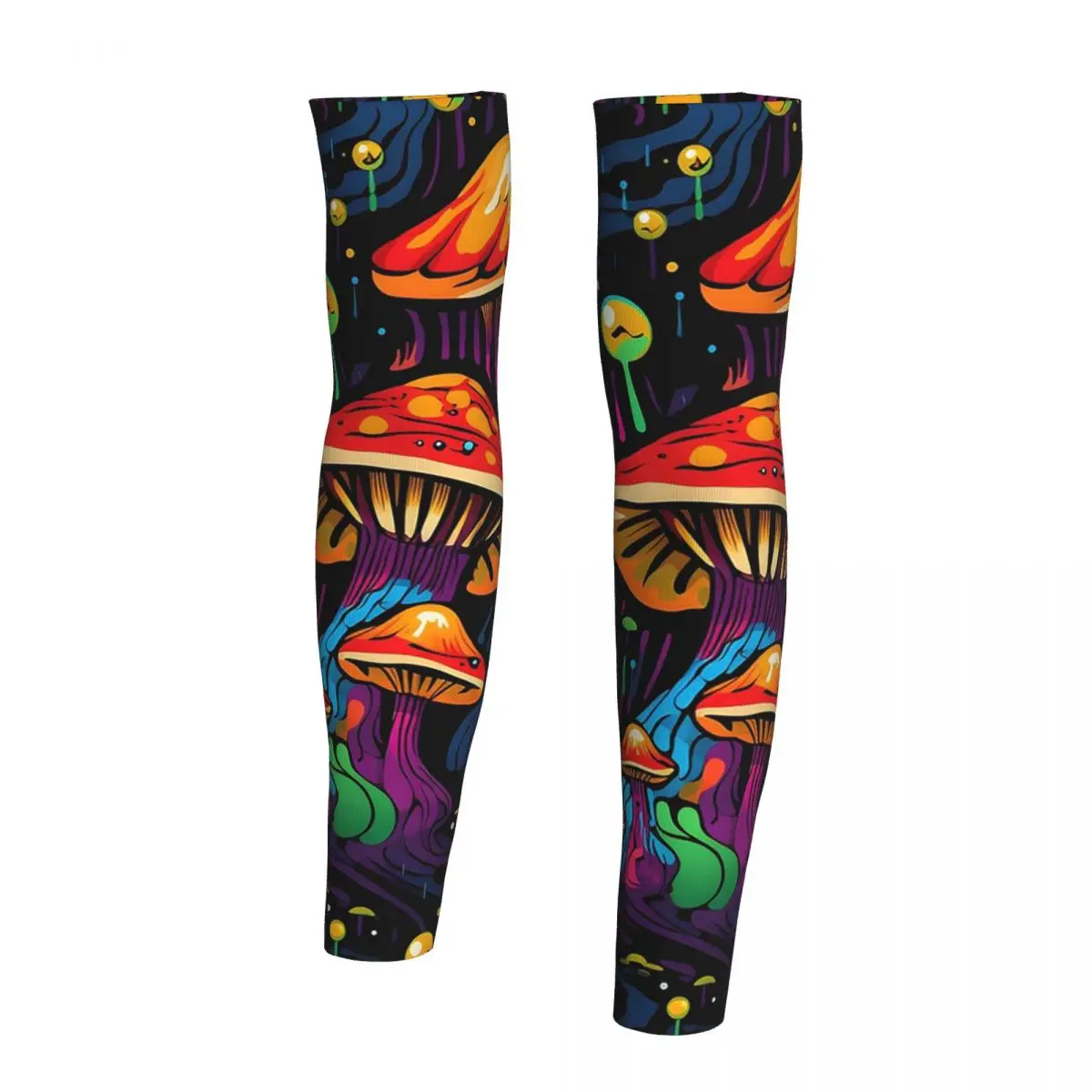 Acid Trippy Weird Psychedelic Wavy Mushroom Arm Sleeves Men Women Sun UV Protection Tattoo Cover Up Sports Cooling Cycling