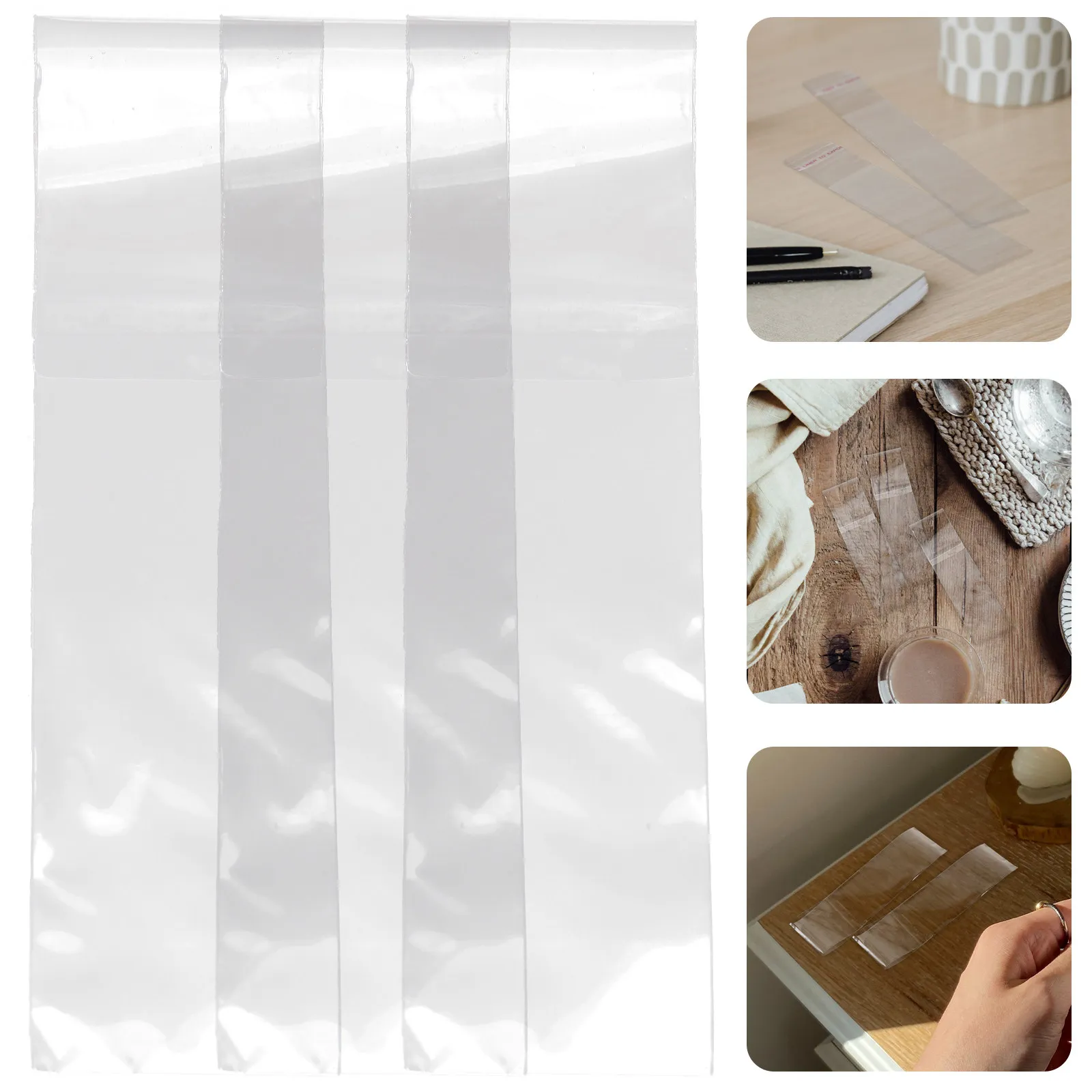 500Pcs Clear Self Adhesive Bags Long Packaging Bags for Tooth Brush Straw Pencil Jewelry Storage Long Clear Adhesive Bag