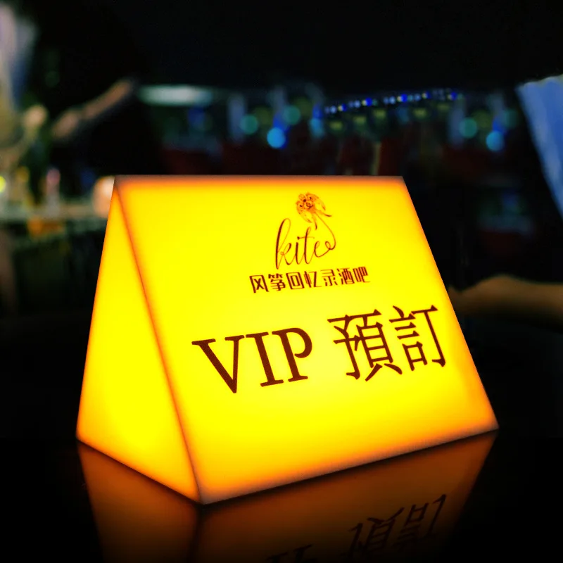 

Bar preparation single LED charging bar reserved card luminous quicksand water card black card director restaurant VIP table lig