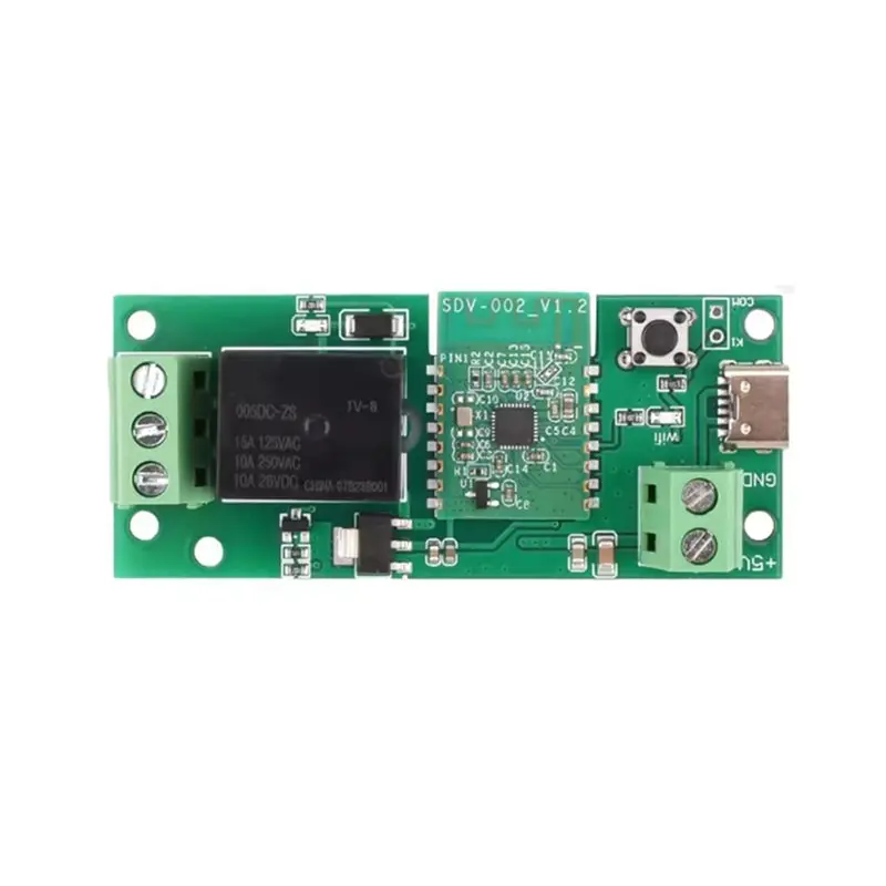 

Модуль Bluetooth/Wi-Fi реле B67C DC5V, одноканальный: с функцией переключения между режимами Momentary и Hold, управление через приложение Microlink, интерфейс Type-C