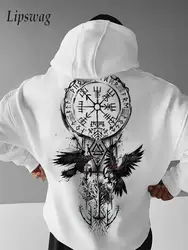 Oversize Hoodies Men Streetwear Autumn Vintage Gothic Printed Hooded Sweatshirts For Mens Hip Hop Long Sleeve Loose Hoodie Tops