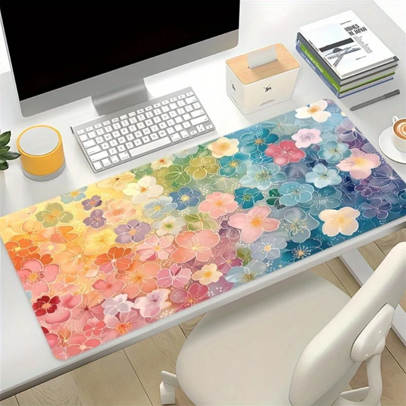 Cute Colorful Flower Mouse Pad Girl Office Keyboard Computer Kawaii Desk Pad  Creative Aesthetic Gaming Large Mousepad Gift