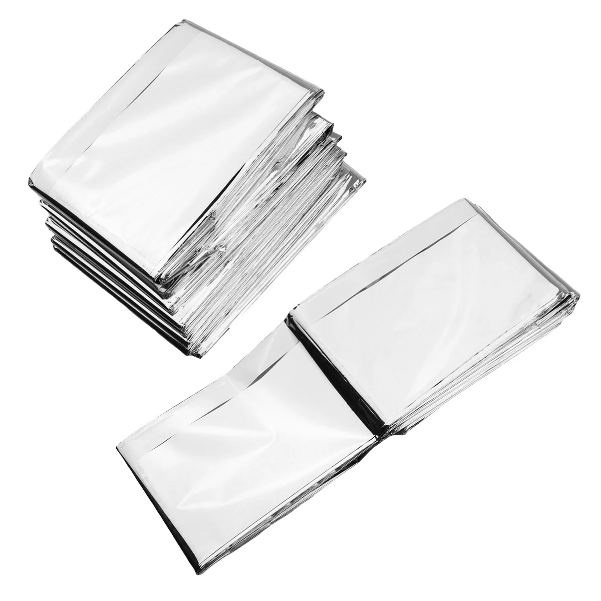 5pcs Blankets Emergency Sunscreen Blankets Warming Reflective Blanket for Outdoor (Silver, 210x160cm)